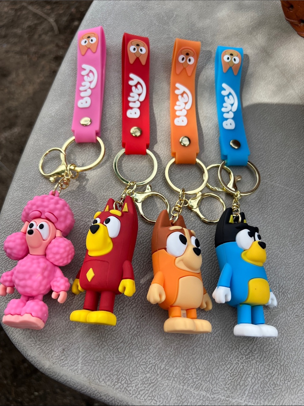 Bugsy Character Keychain Set - Pink, Red, Orange, Blue